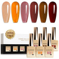 CANNI Brown Jelly Gel Nail Polish Set – 6 Translucent Coffee & Mocha Shades (9ML) | Soak-Off UV/LED