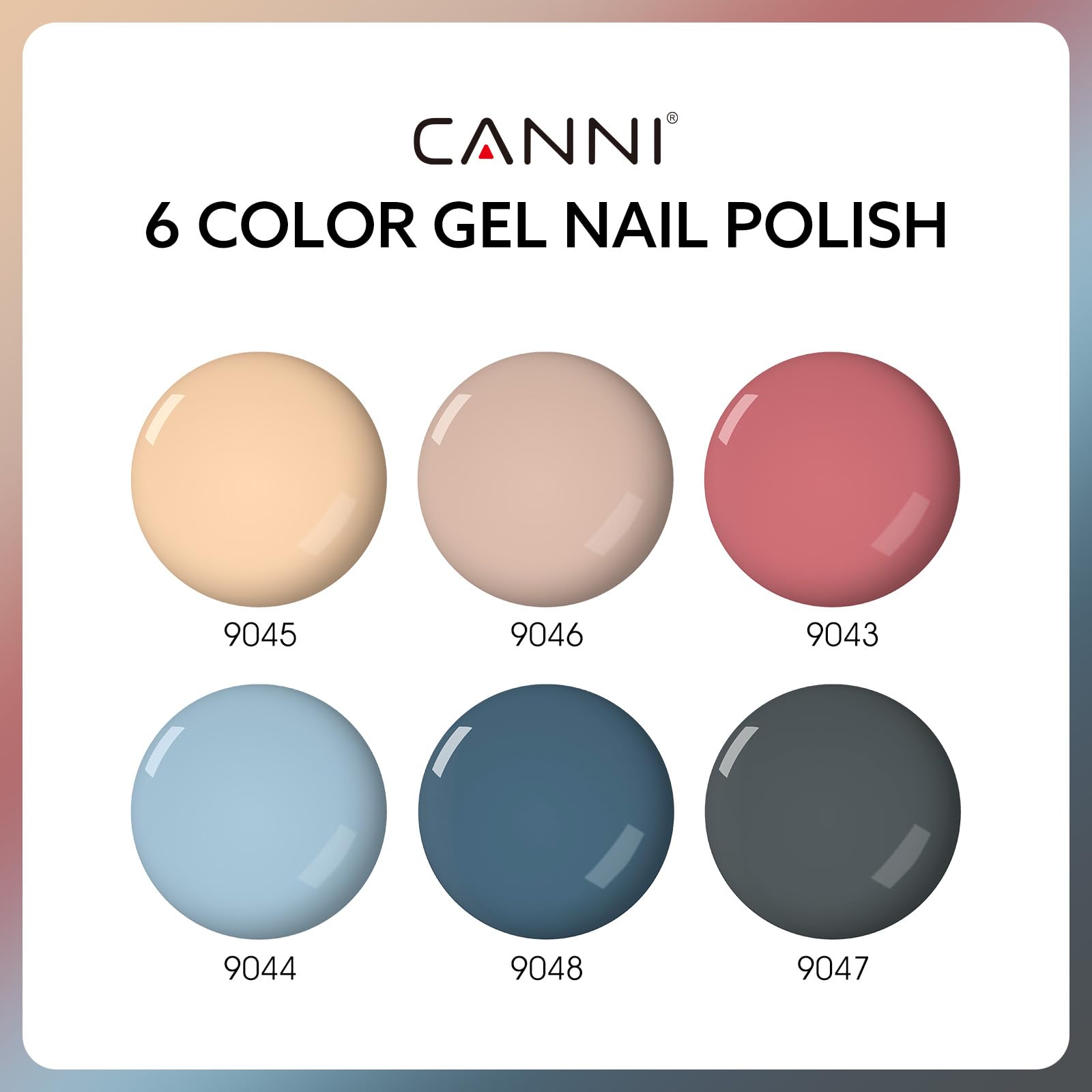 CANNI 6 Colors 9 ml Hema-Free Gel Nail Polish Set – Fall Brown Nude Blue Shades for DIY At-Home Manicures