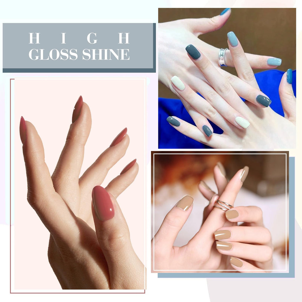 CANNI 6 Colors 9 ml Hema-Free Gel Nail Polish Set – Fall Brown Nude Blue Shades for DIY At-Home Manicures