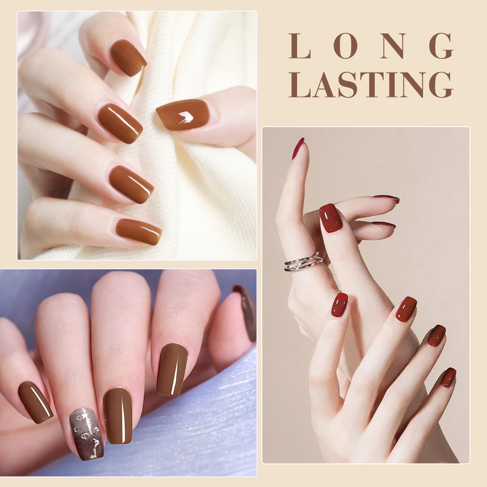 CANNI Brown Nude Gel Nail Polish Set – 6 Colors 9ml, Soak Off UV LED Kit for Winter Nude DIY Manicure