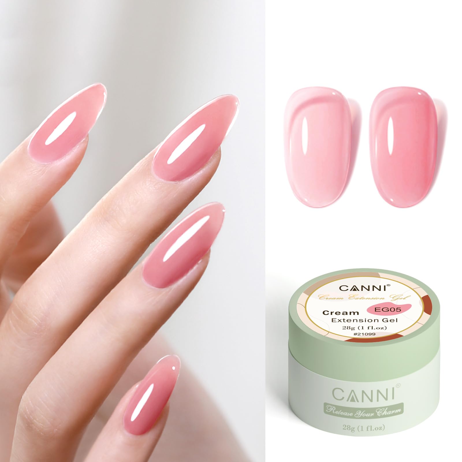 CANNI Builder Gel for Nails - 1 Fl Oz Soft Pink Hard Gel for Nail Extensions, Strengthening & Jelly Gel Polish