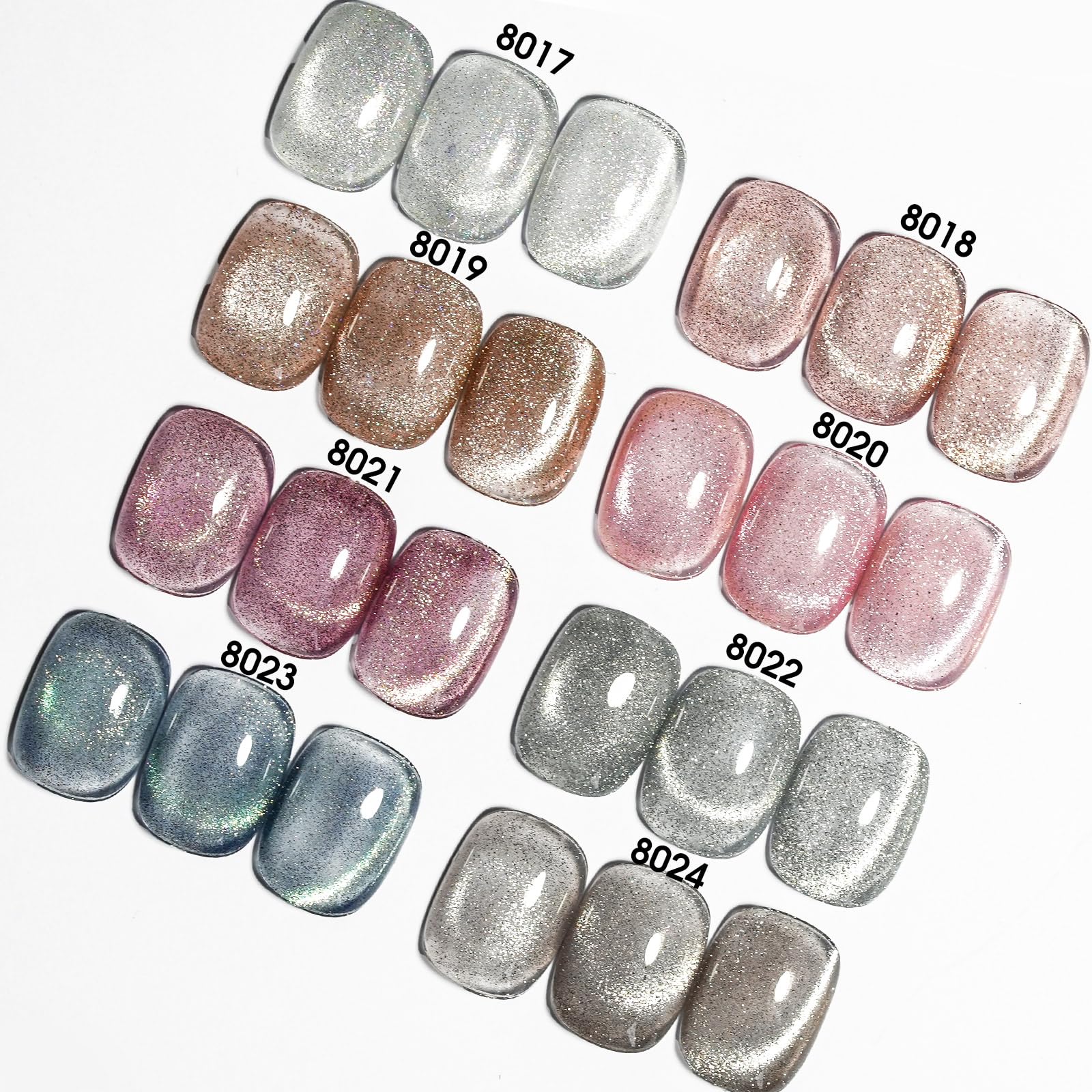 CANNI 8-Piece Cat Eye Gel Nail Polish Set – 9ml Magnetic Shimmer Colors