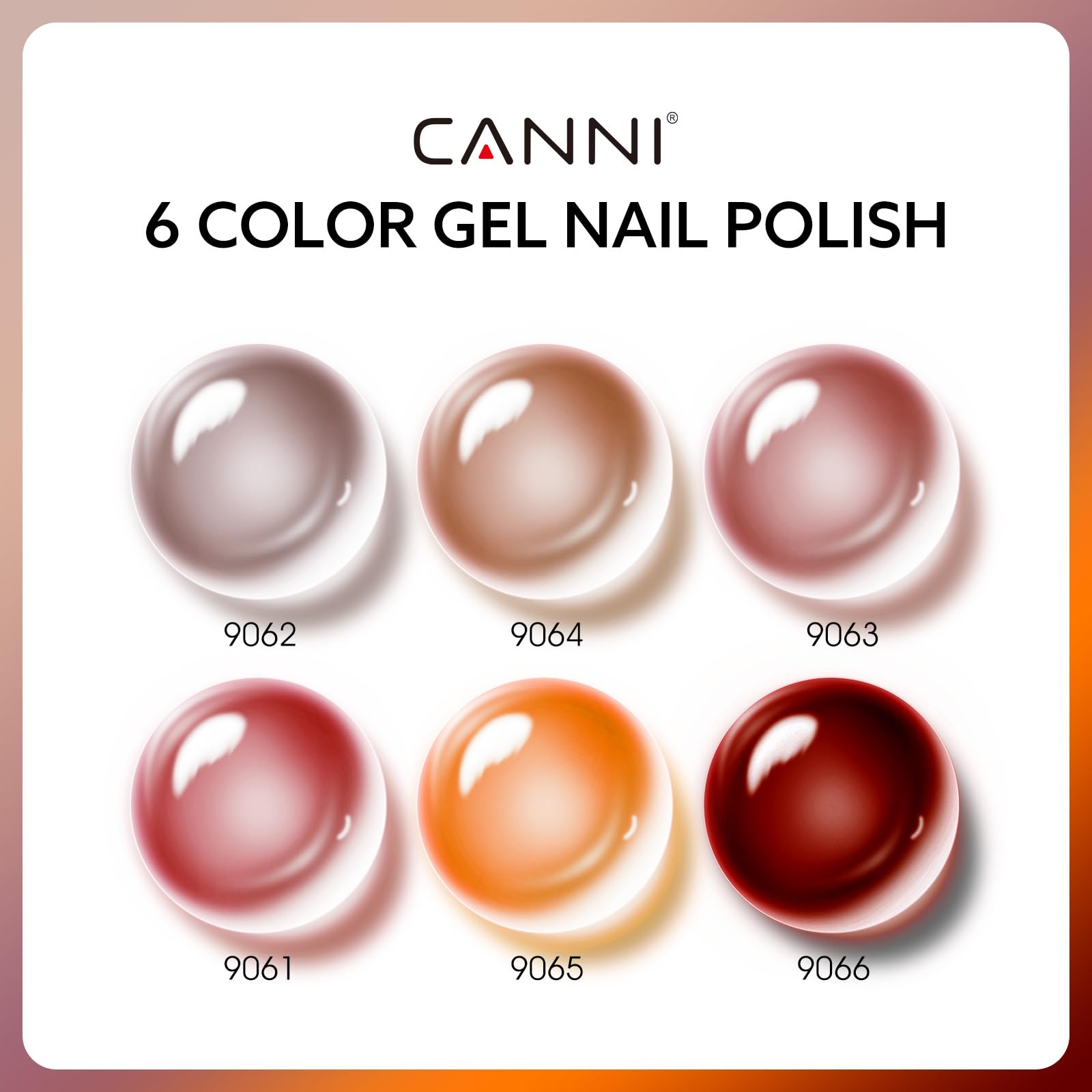 CANNI 6 Colors 9ml HEMA-free Jelly Brown Gel Nail Polish Set – LED Home Gel Kit