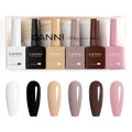 CANNI 9ml Hema-Free Gel Nail Polish Set – 6 Fall Colors (White, Black, Nude, Pink, Brown) Soak-Off LED Kit
