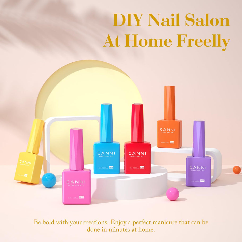 CANNI Gel Nail Polish Set – Bright Rainbow 6 Colors, 9ml | High Gloss UV/LED