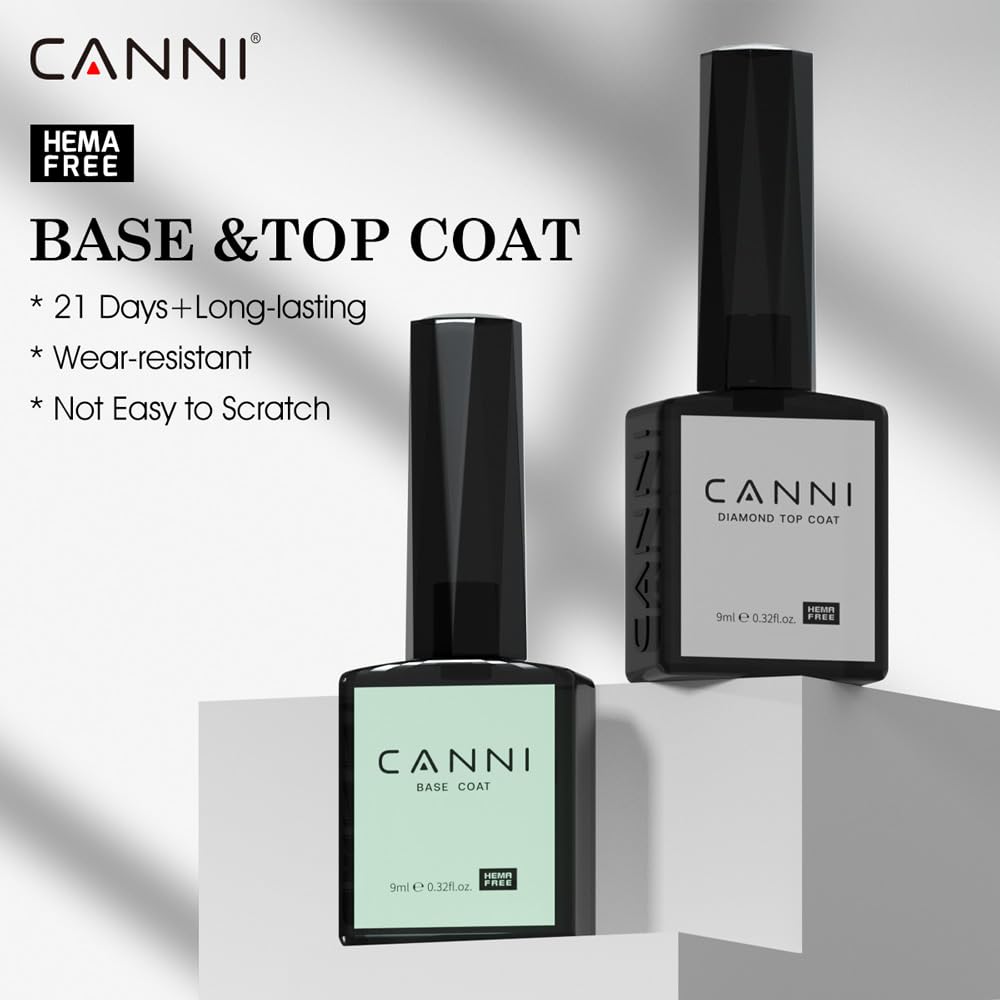 CANNI 6Pcs 9ml Hema-Free Gel Nail Polish Set – Dehydrator, Primer, Base & Top Coats