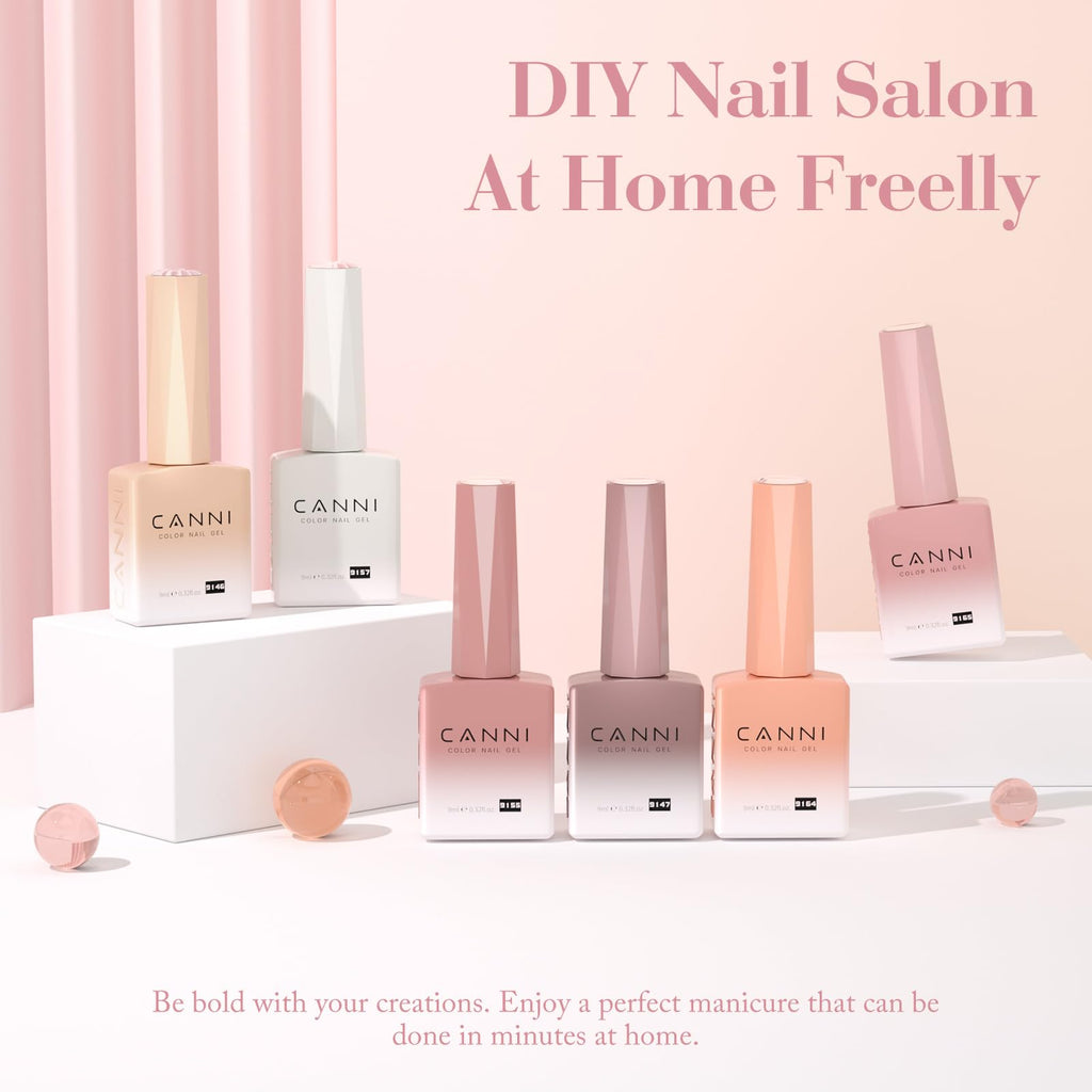 CANNI Jelly Gel Nail Polish Set – 6 Sheer Colors, 9ml Each, HEMA-Free
