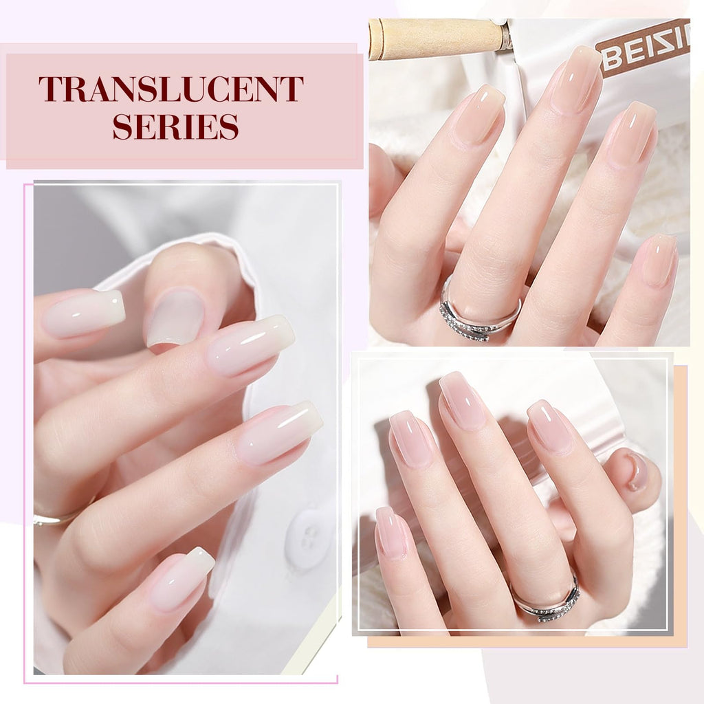 CANNI Jelly Nude Pink Gel Nail Polish Set – 6x9ml Soak-Off LED Gel Kit, Neutral Milky Shades
