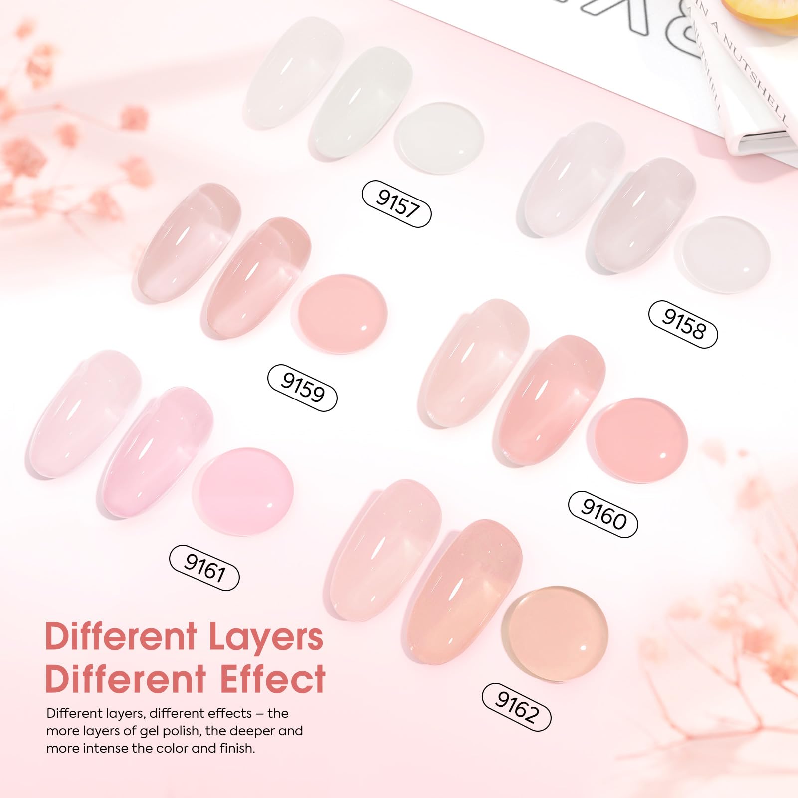 CANNI Jelly Nude Pink Gel Nail Polish Set – 6x9ml Soak-Off LED Gel Kit, Neutral Milky Shades