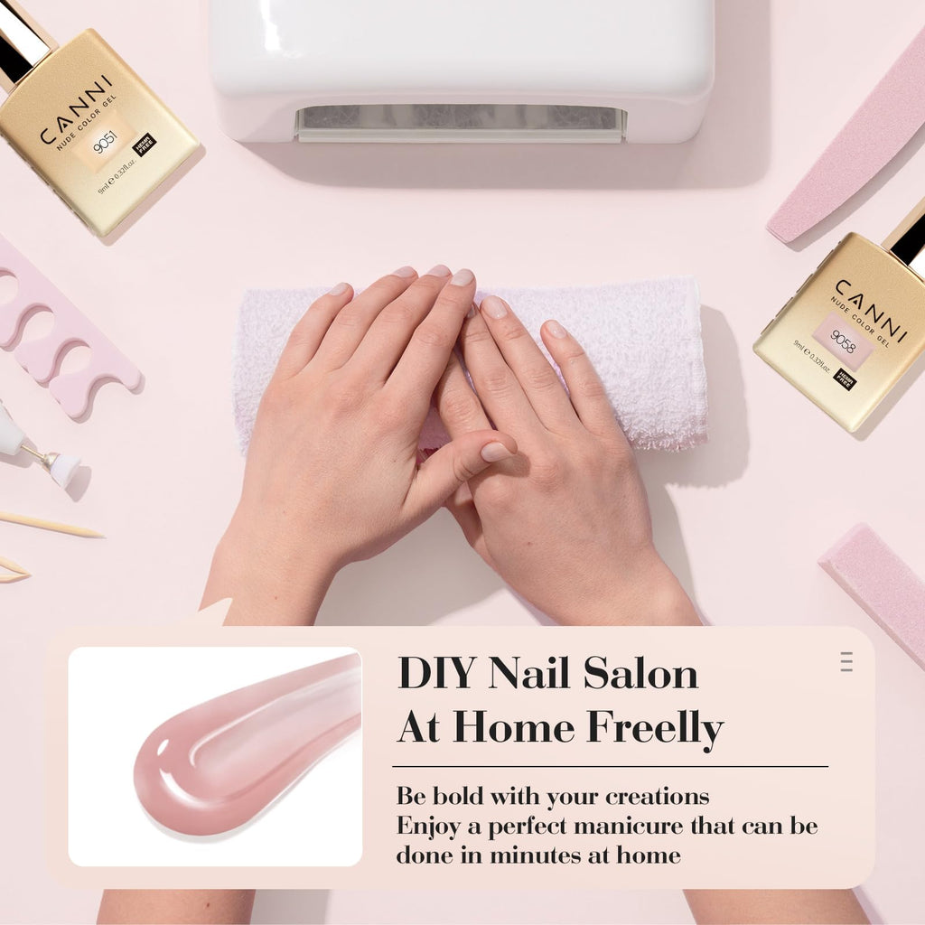 CANNI 6pcs 9ml Jelly Nude Pink Gel Nail Polish Set – HEMA-Free, Long-Lasting Gel Kit