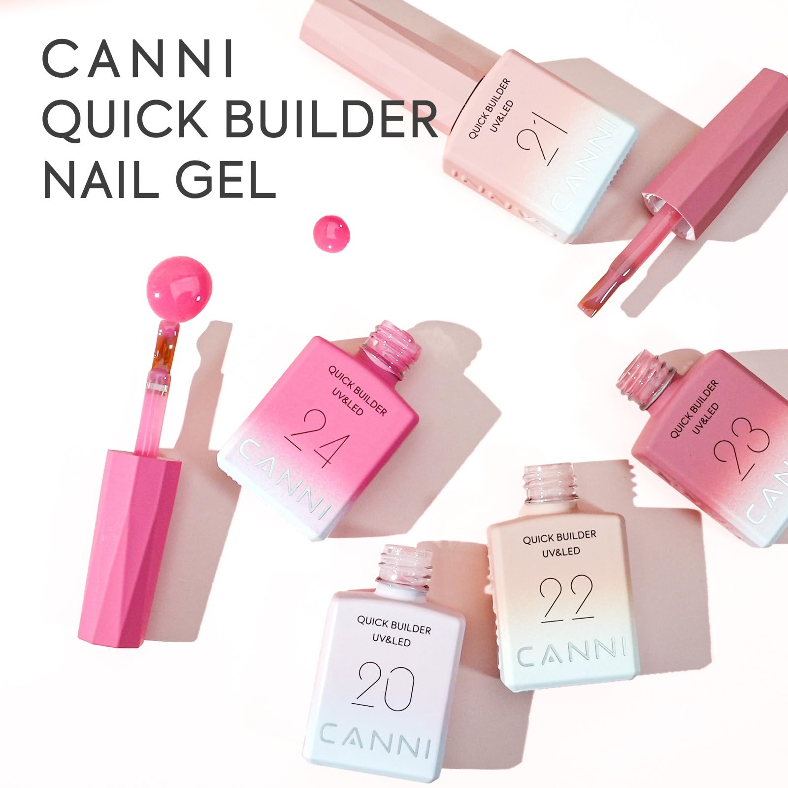CANNI Quick Builder Nail Gel Set – 6x9ml for Nails Strengthening, Extensions & DIY Home Manicure