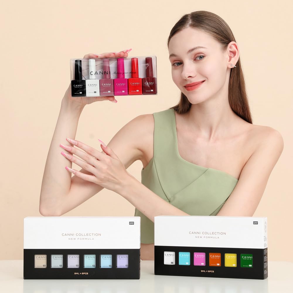 CANNI 6 Colors 9ml HEMA-free Jelly Brown Gel Nail Polish Set – LED Home Gel Kit