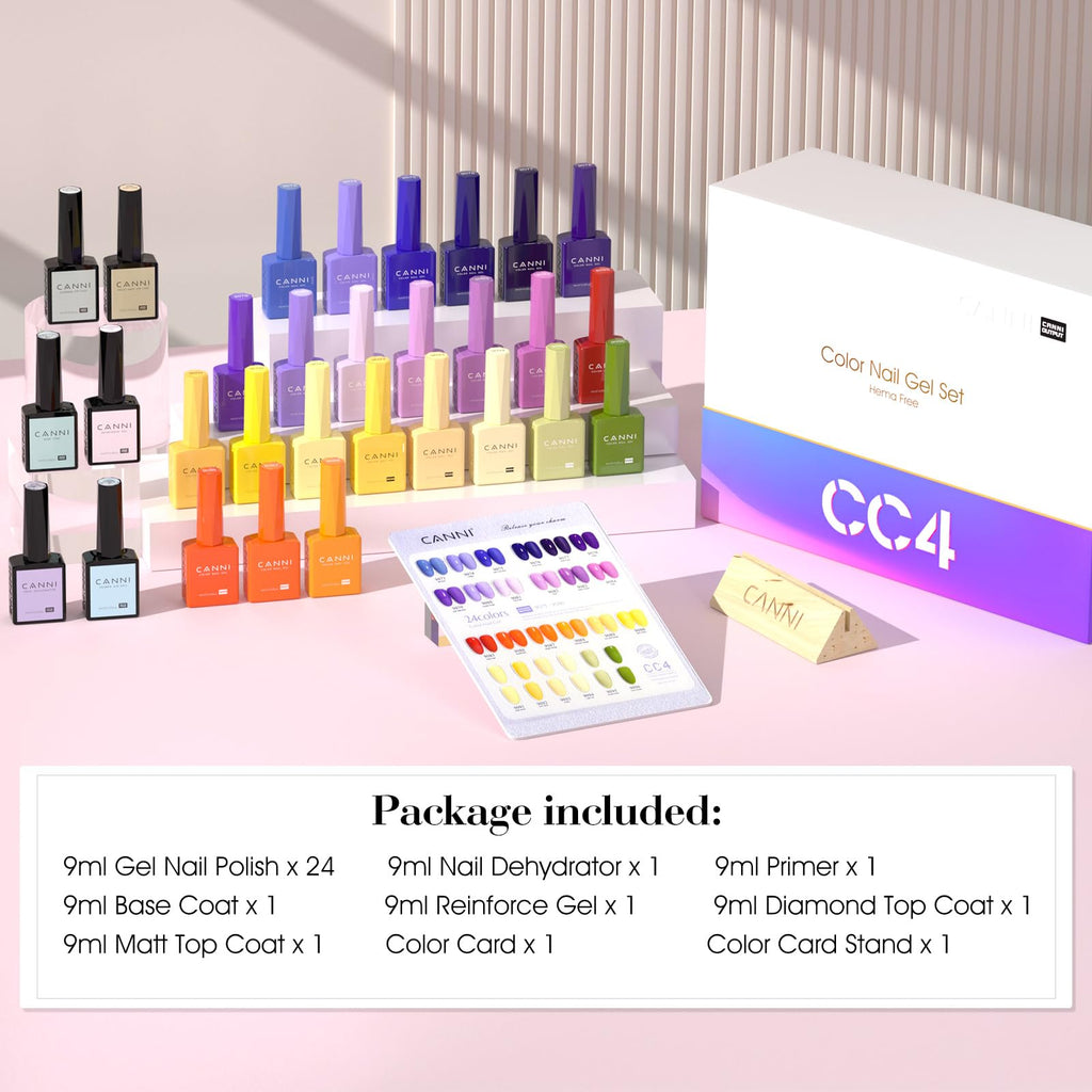 CANNI 30Pcs 9ml Hema-free Gel Nail Polish Set – Soak-Off, LED Ready, At-Home Salon