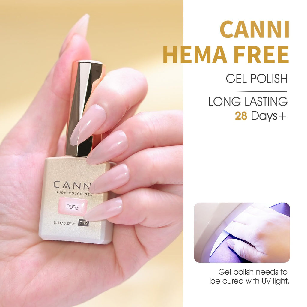 CANNI 9ml Hema-Free Jelly Gel Nail Polish Set – 6Pcs Nude Pink Milky White | Soak-Off LED Manicure Kit
