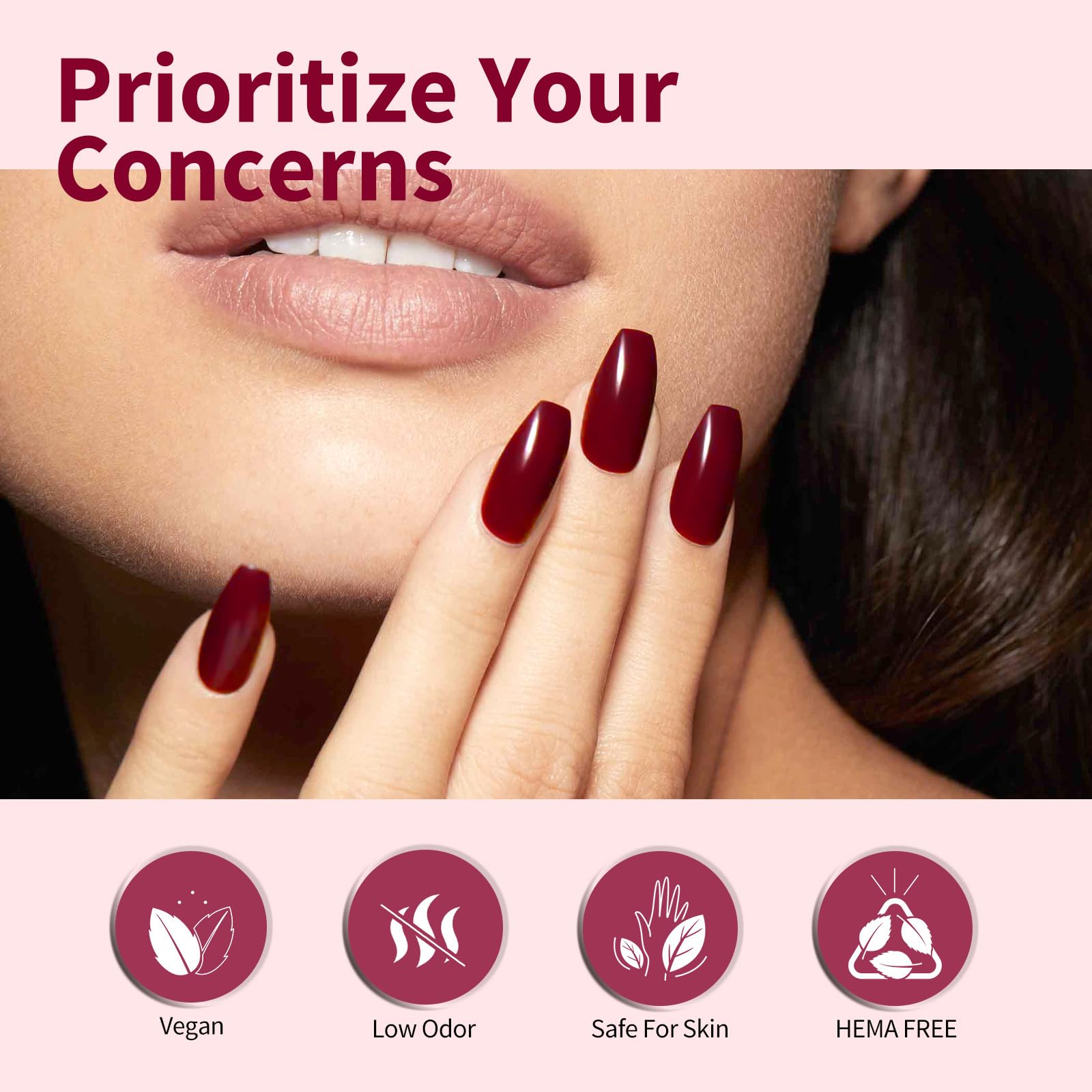 CANNI 6 Colors 9ml HEMA-FREE Dark Red Gel Polish Set – Deep Cherry Burgundy Kit