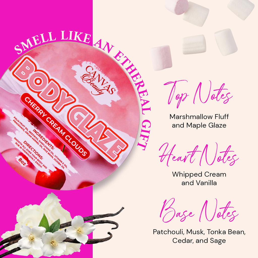 Canvas Beauty Body Glaze Cherry Cream Clouds – Non-Greasy Hydration for Soft, Glossy Skin