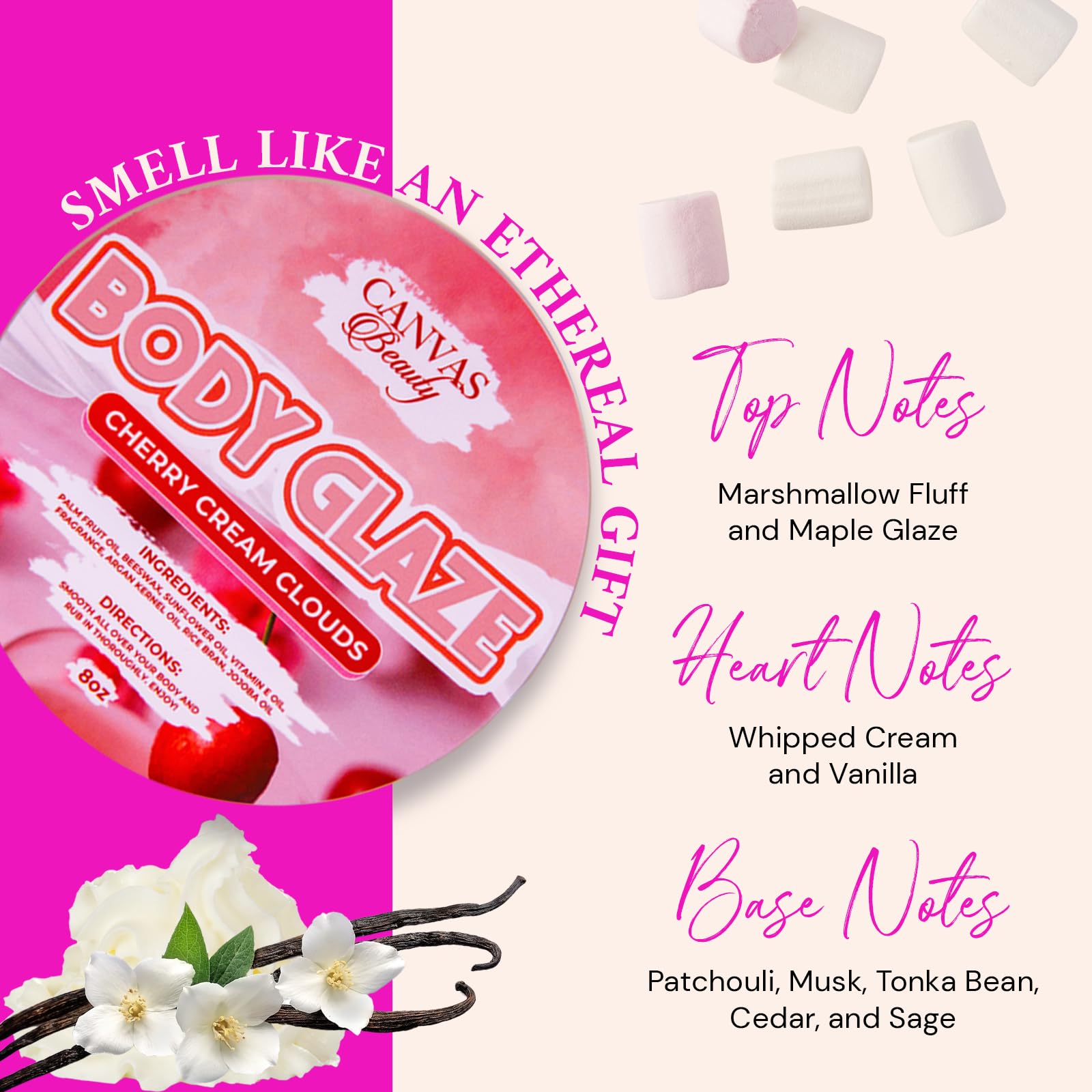 Canvas Beauty Body Glaze Cherry Cream Clouds – Non-Greasy Hydration for Soft, Glossy Skin