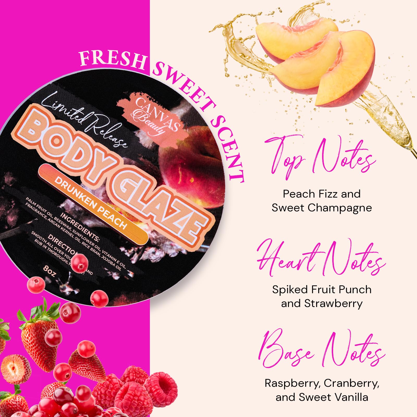 Canvas Beauty Body Glaze Drunken Peach – Non-Greasy Moisturizing Body Butter