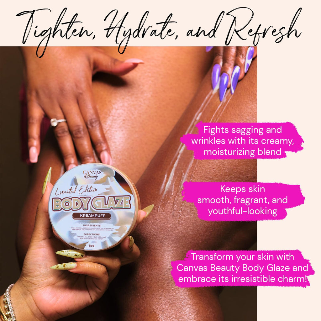 Canvas Beauty Kreampuff Body Glaze – Moisturizing Non-Greasy Body Butter for Soft, Glowy Skin