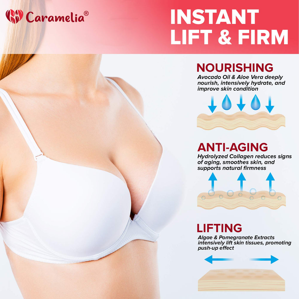 Caramelia Breast Enhancement Cream - USA Made, Firming & Lifting, Paraben-Free, 4 oz