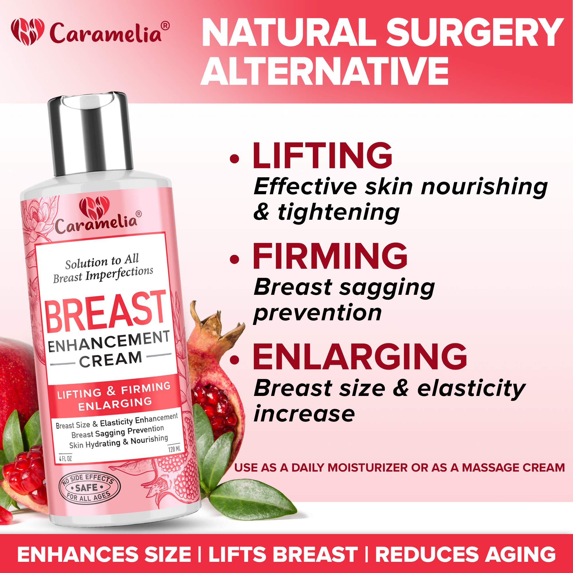Caramelia Breast Enhancement Cream - USA Made, Firming & Lifting, Paraben-Free, 4 oz