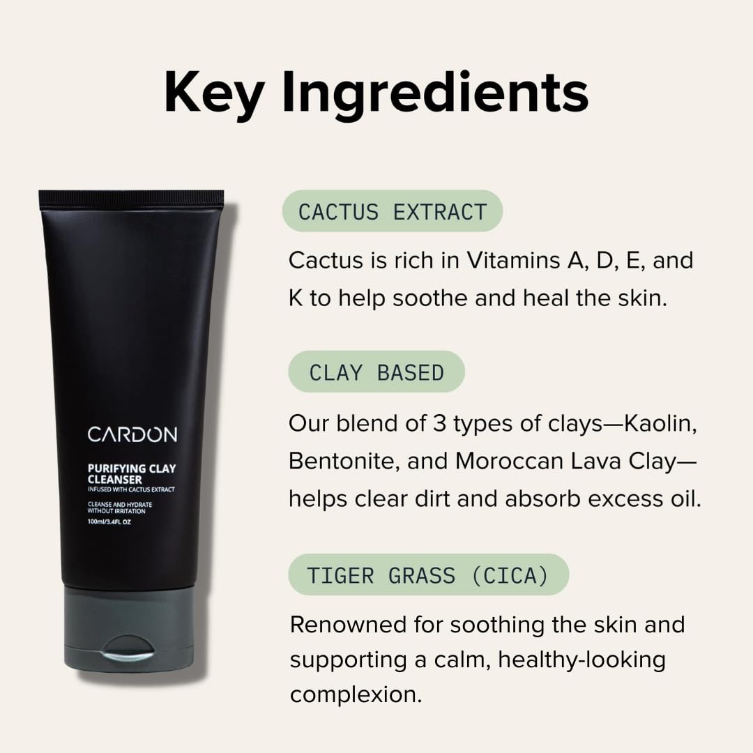 Cardon Men's Deep Pore Cleaning Clay Face Wash — 4x Better Than Charcoal