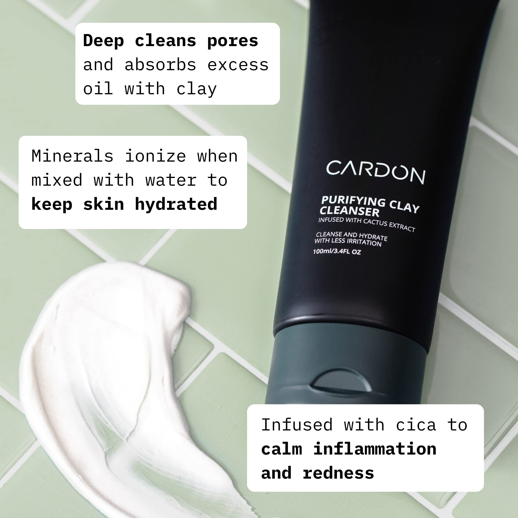 Cardon Men's Deep Pore Cleaning Clay Face Wash – 4x Better Than Charcoal for Oily, Acne-Prone Skin (3 CT)