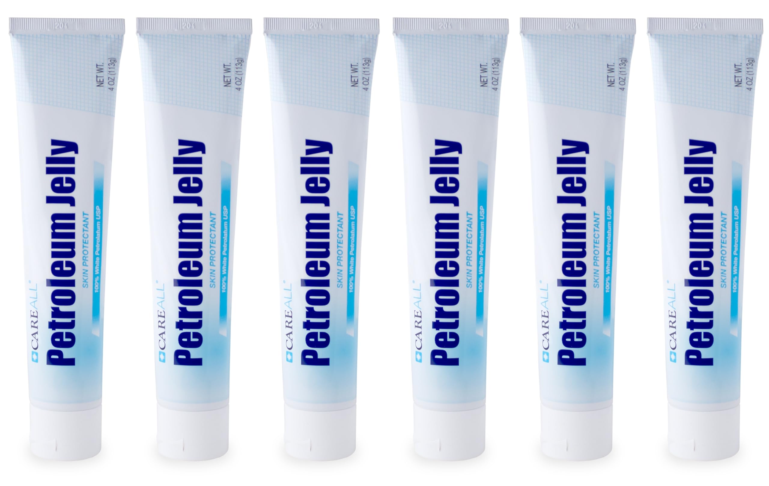 CareAll Petroleum Jelly 4 Oz Tube (6 Pack) – Unscented, 100% Pure White Petrolatum Jelly USP