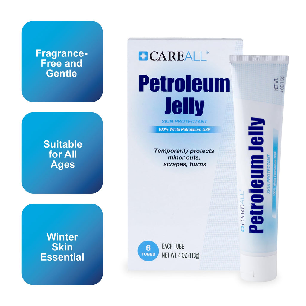 CareAll Petroleum Jelly 4 Oz Tube (6 Pack) – Unscented, 100% Pure White Petrolatum Jelly USP
