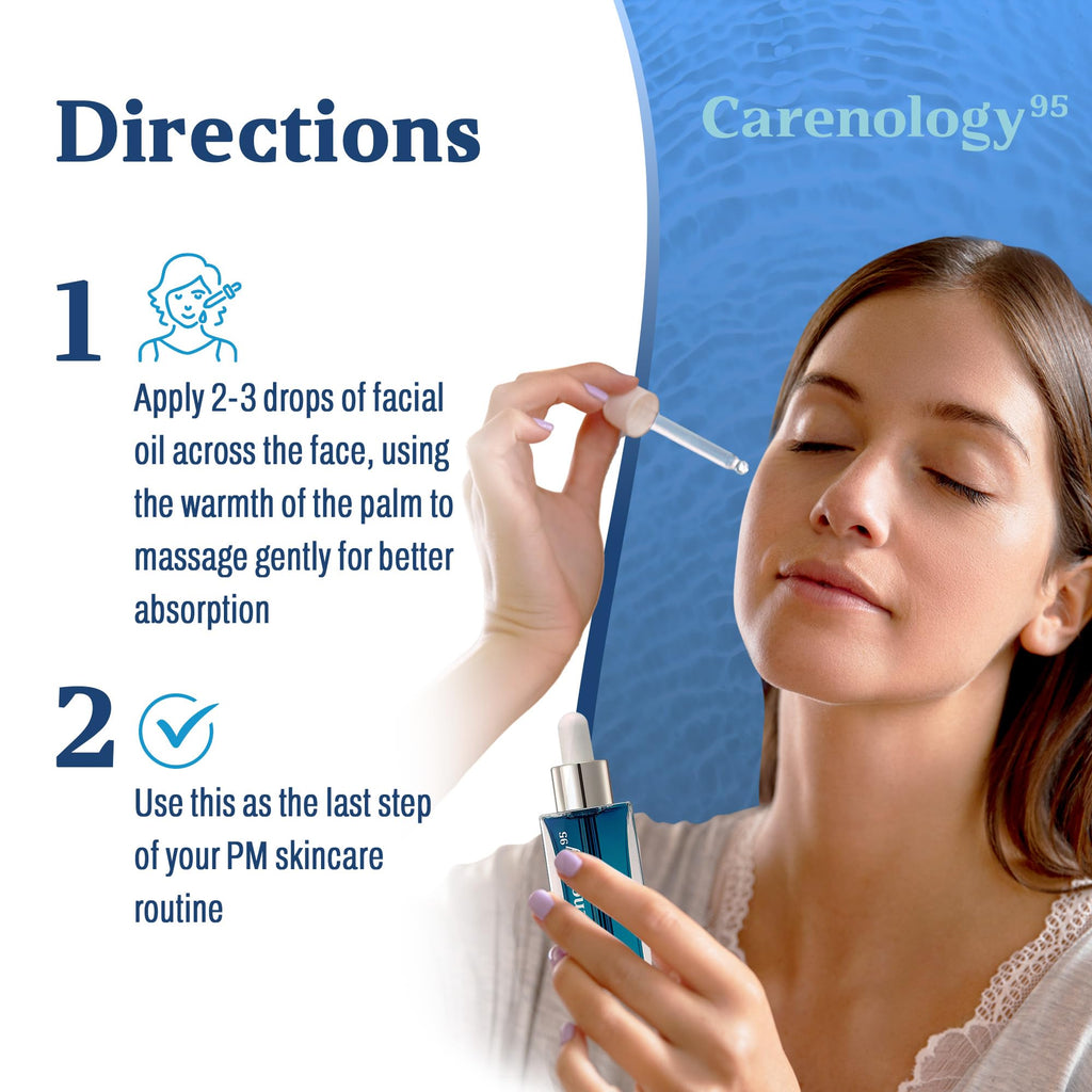 Carenology 95 RE:BLUE Night Facial Oil 50ml – Lightweight, Calming Night Care