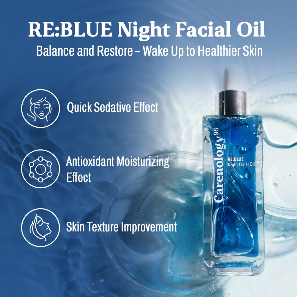 Carenology 95 RE:BLUE Night Facial Oil 50ml – Lightweight, Calming Night Care