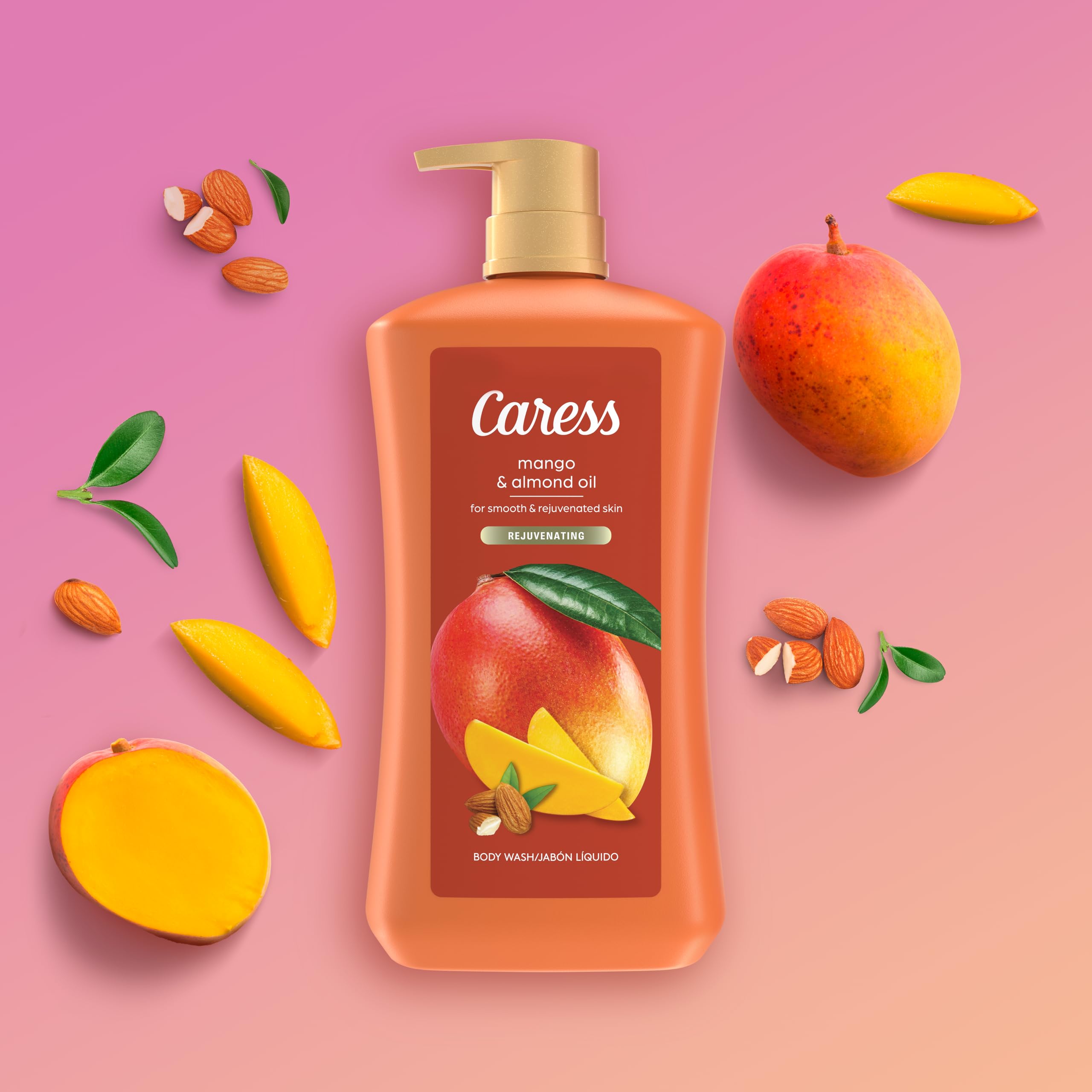 Caress Mango & Almond Oil Body Wash – 2-Pack, Moisturizing Liquid Soap, 30 oz Each