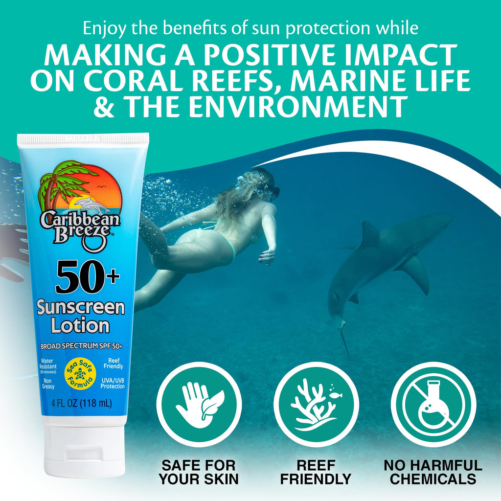 Caribbean Breeze Reef Friendly SPF 50 Lotion – Mango Lime Scent, 4 oz