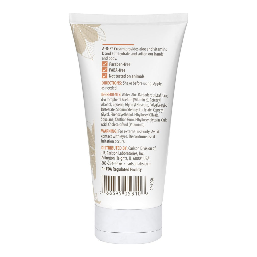 Carlson ADE Hand and Body Cream – Avocado Oil, 20,000 IU Vitamin D, 10,000 IU Vitamin E, Unscented, 4 oz