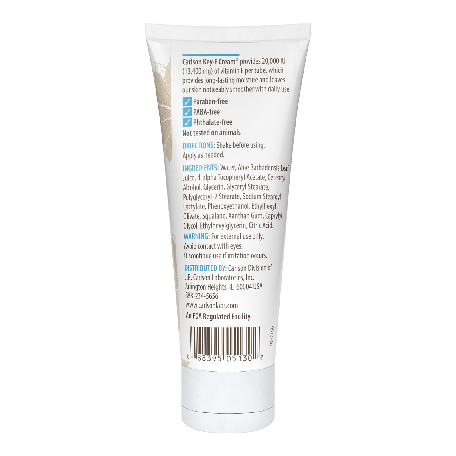 Carlson Key-E Hand & Body Cream – Vitamin E 20,000 IU & Organic Aloe, Fragrance-Free, 4 oz (Pack of 2)