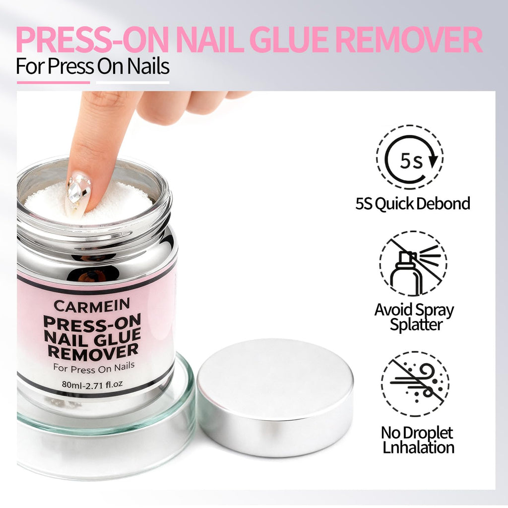 CARMEIN Press-On Nail Glue Remover – 80ml, 5-Second Quick Debond, Leak-Proof Kit