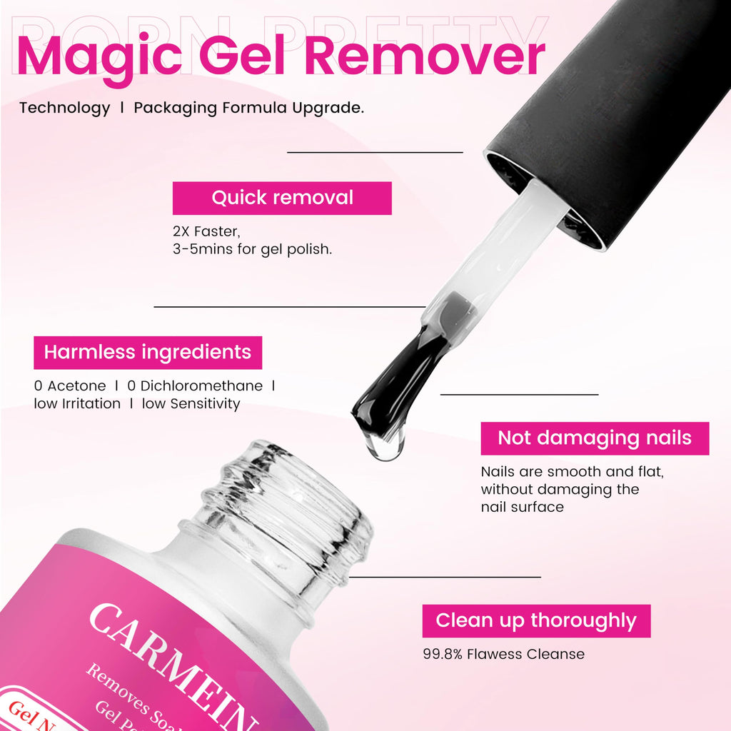 CARMEIN Gel Nail Polish Remover – Professional 6-Pack, 15ml, Paraben-Free