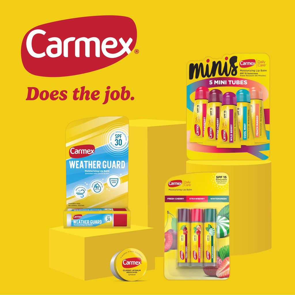 Carmex Classic Medicated Lip Balm Pack, 9-Count Variety (Tubes, Sticks & Jars) – Lip Moisturizer