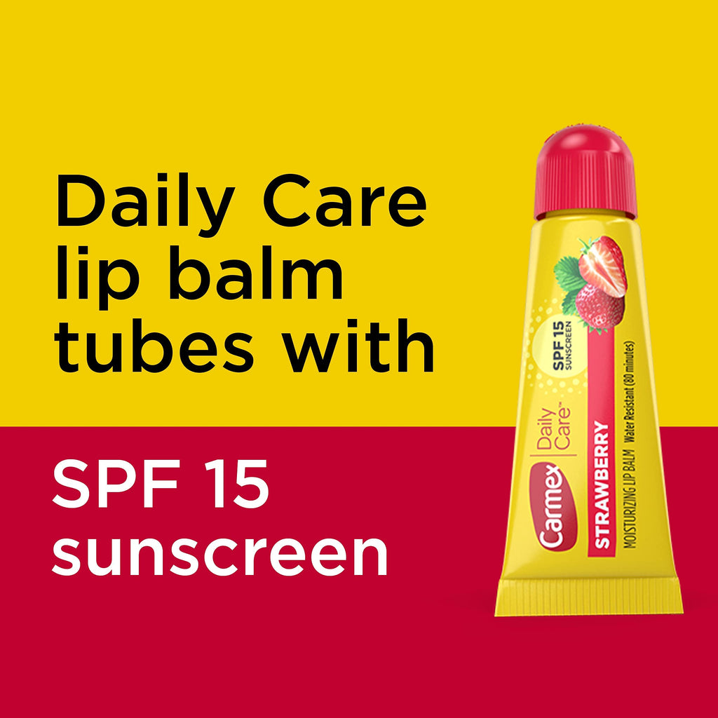 Carmex Daily Care SPF 15 Strawberry Lip Balm Tubes 0.35 oz Pack of 2 (6 Tubes)