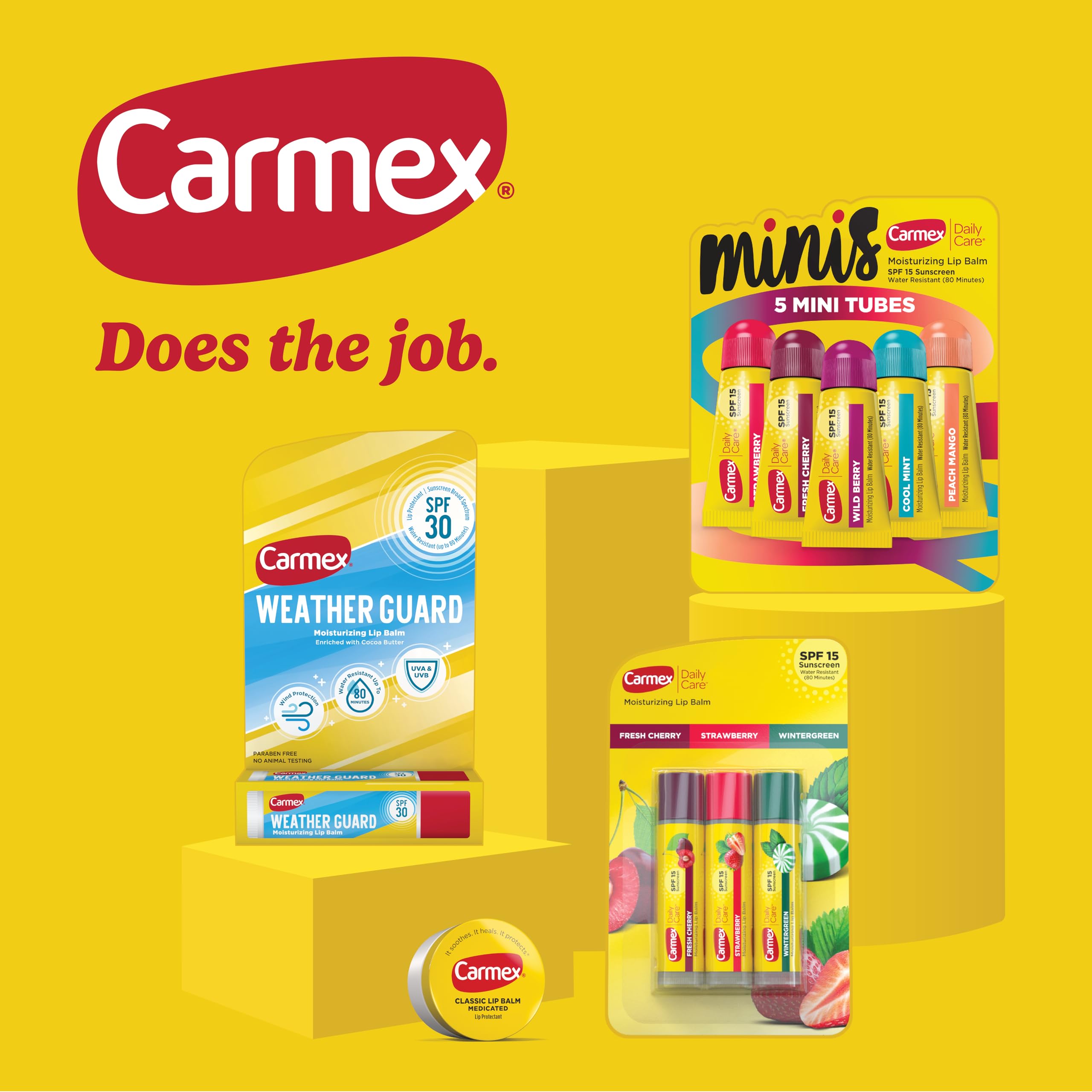 Carmex Classic Medicated Lip Balm Pack – 9-Count Variety (2 Tubes, 7 Sticks)