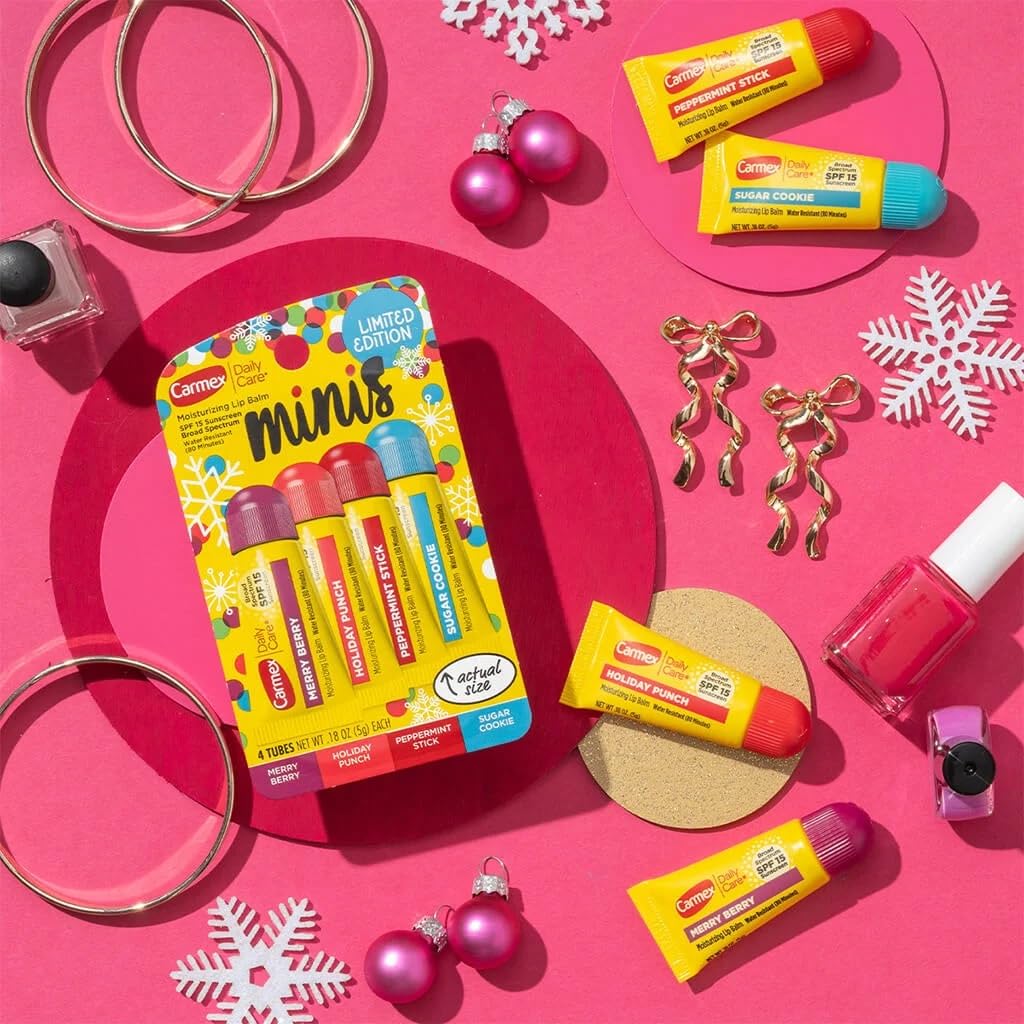 Carmex 4 Mini Tubes Daily Care Moisturizing SPF 15 Soft Lip Balm — Limited Edition
