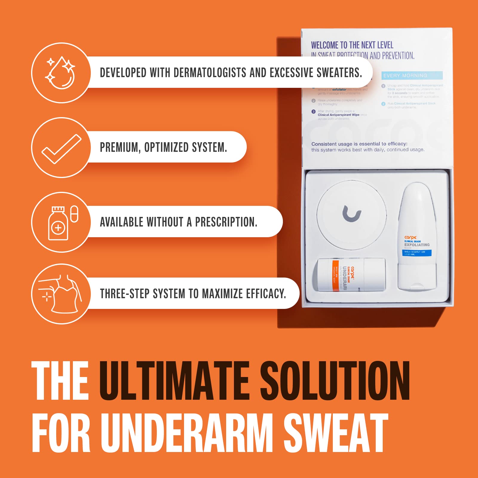 Carpe Clinical Grade Underarm Regimen – 3-Step Sweat Protection System (Mandarin Scent)