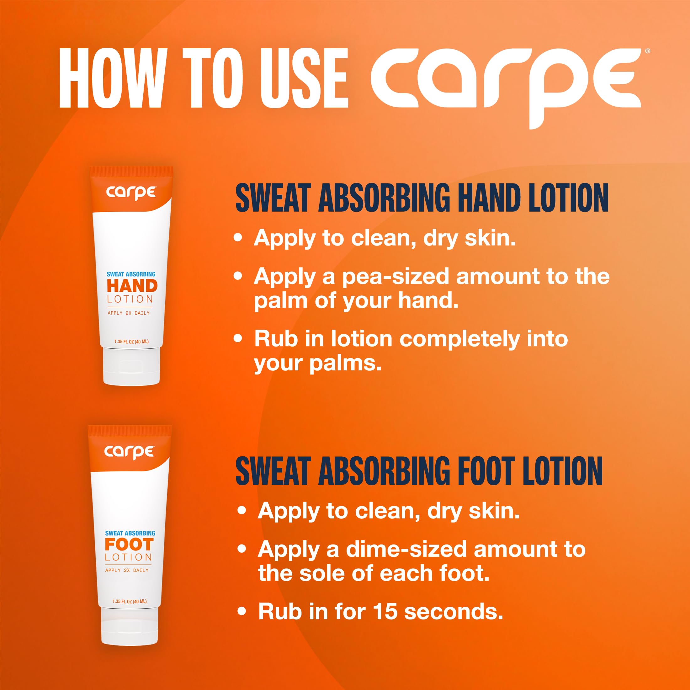 Carpe Sweat Absorbing Hand & Foot Lotion Bundle – OTC, Dermatologist-Recommended