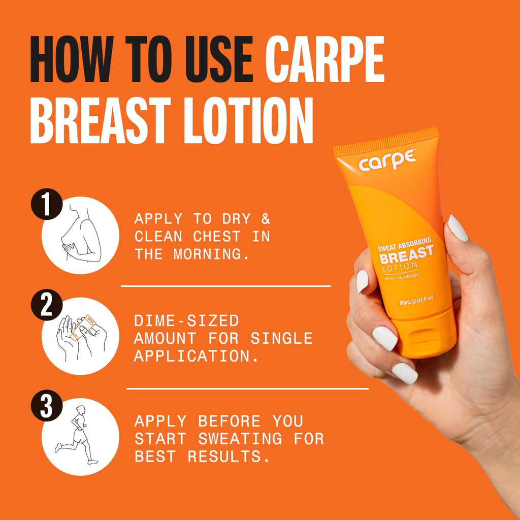 Carpe No-Sweat Breast (Pack of 2) – Sweat-Absorbing Lotion for Under-Breast Dryness and Chafing Prevention