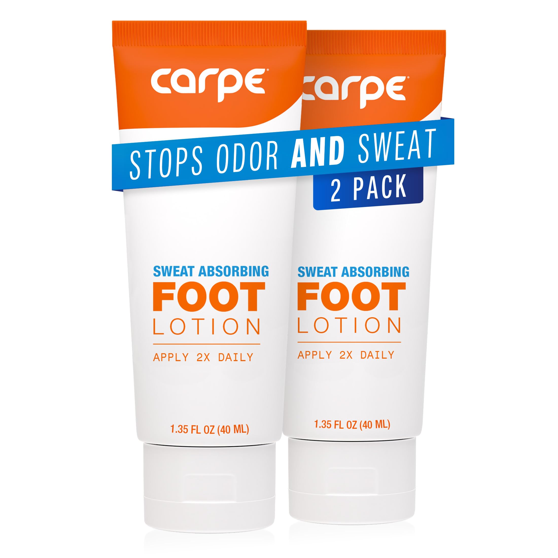 Carpe Sweat Absorbing Foot Lotion – Dermatologist-Recommended, Pack of Two