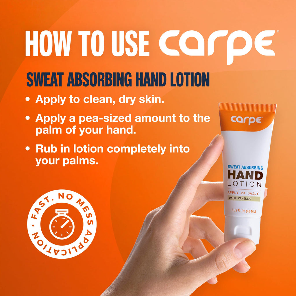 Carpe Sweat Absorbing Hand Lotion (2-Pack) – Dermatologist-Recommended, Non-Greasy & Quick-Drying