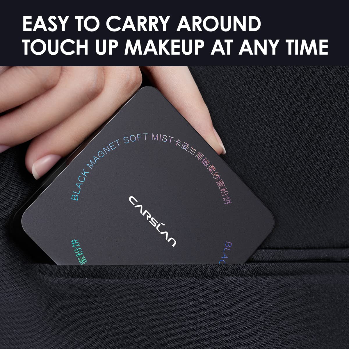 CARSLAN Waterproof Face Pressed Powder Compact | 24H Oil Control Translucent 01 (0.28oz)