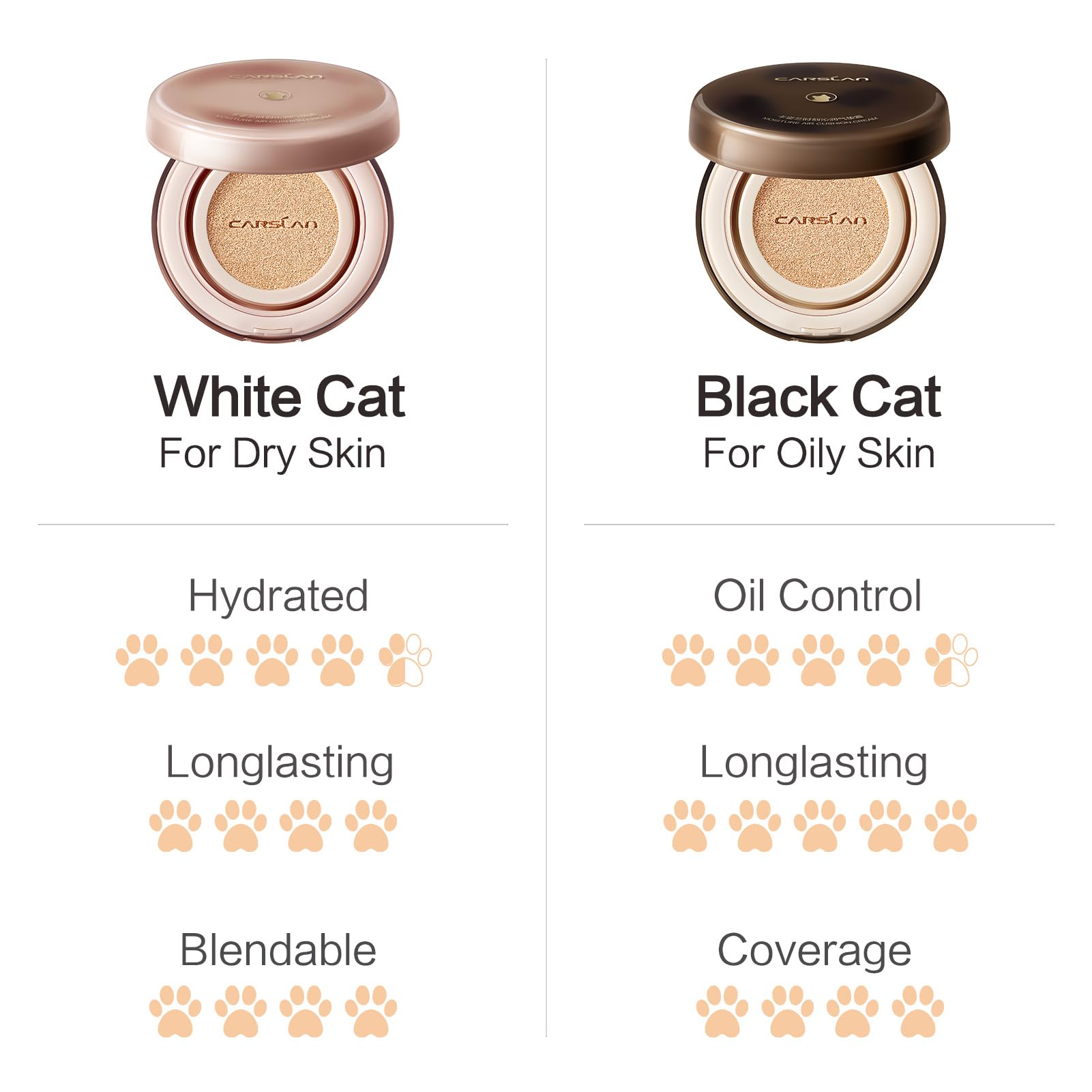 CARSLAN Lasting Air Cushion Foundation – Oil Control, Medium to Full Coverage, P01 Fair Pink (Refill Included)