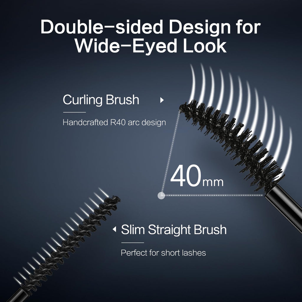 CARSLAN Double Extension Curling Mascara – Dual Brush for Lengthening & Curling, Smudge-Proof All-Day Wear