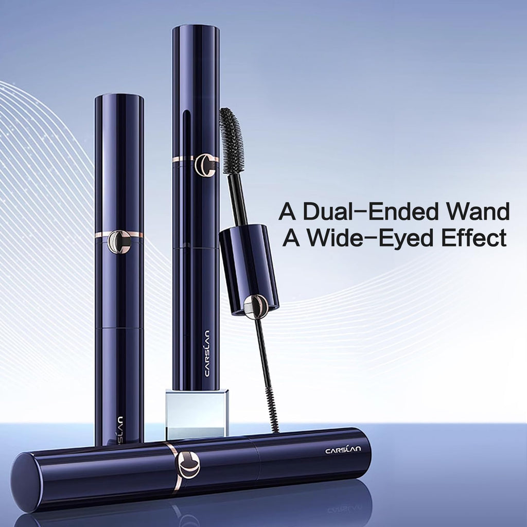 CARSLAN Double Extension Curling Mascara – Dual Brush for Lengthening & Curling, Smudge-Proof All-Day Wear